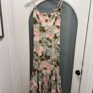 Reformation Pink and Green Floral Maxi Dress